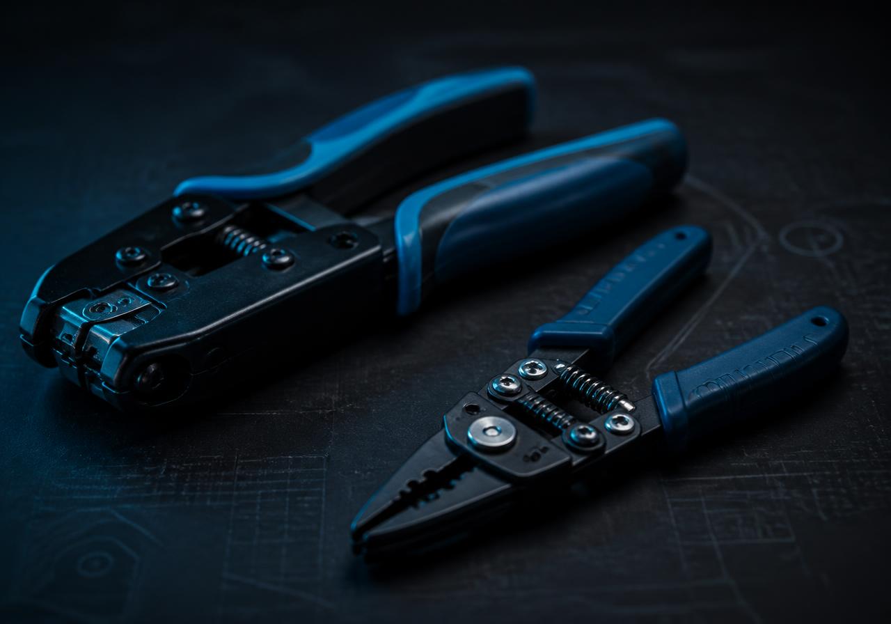 Fiber optic tools: cable strippers used by technicians for fiber preparation